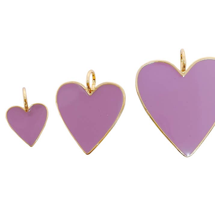 Lavender Enamel Heart Charm Pendant in Gold Filled, CP1263 for wholesale by Beads Creation