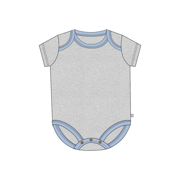baby lap organic bodysuit | periwinkle colorblock for wholesale by Finn + Emma