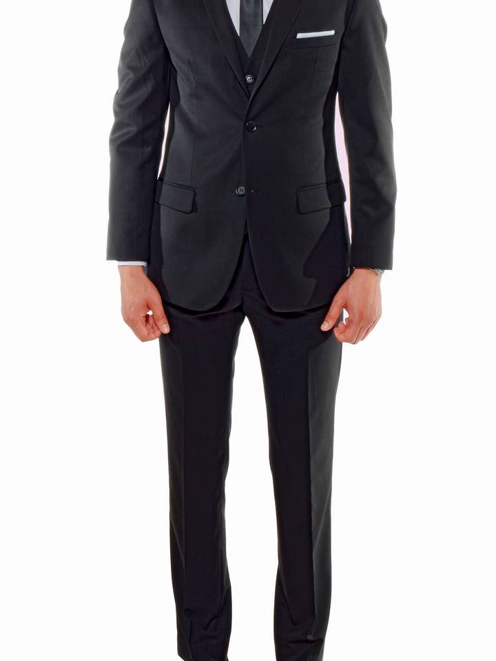 Ferrecci Mens Savannah Black Slim Fit 3 Piece Suit for wholesale by Ferrecci