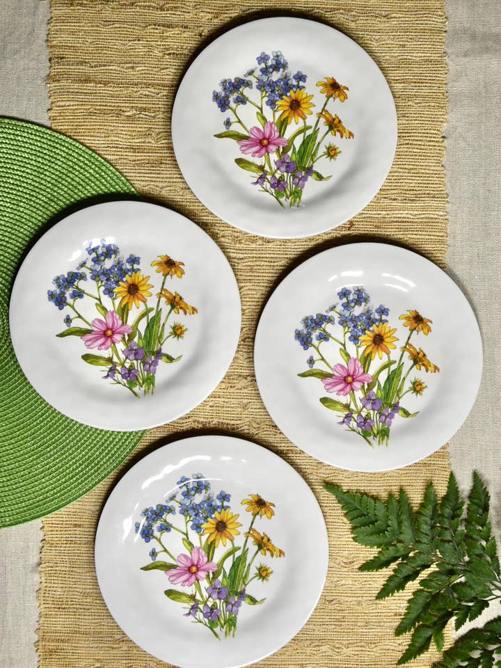 Wildflower Floral Garden Salad Appetizer Dessert Gift Set for wholesale by Bamboo Table