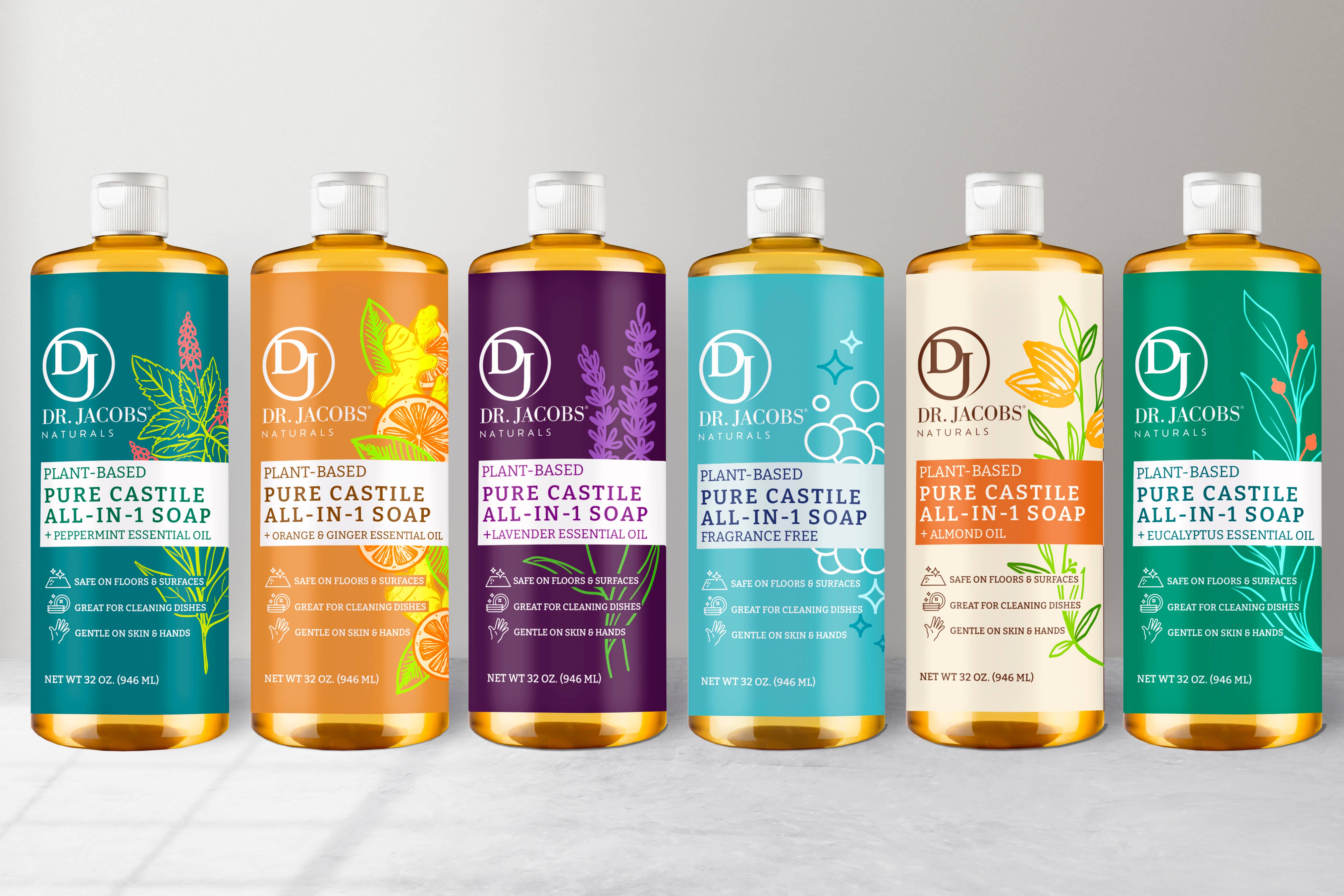 Dr Jacobs Naturals - Wholesale All-Purpose Cleaning Spray - All in 1 Pure Castile Soap Cleaner 32 oz5