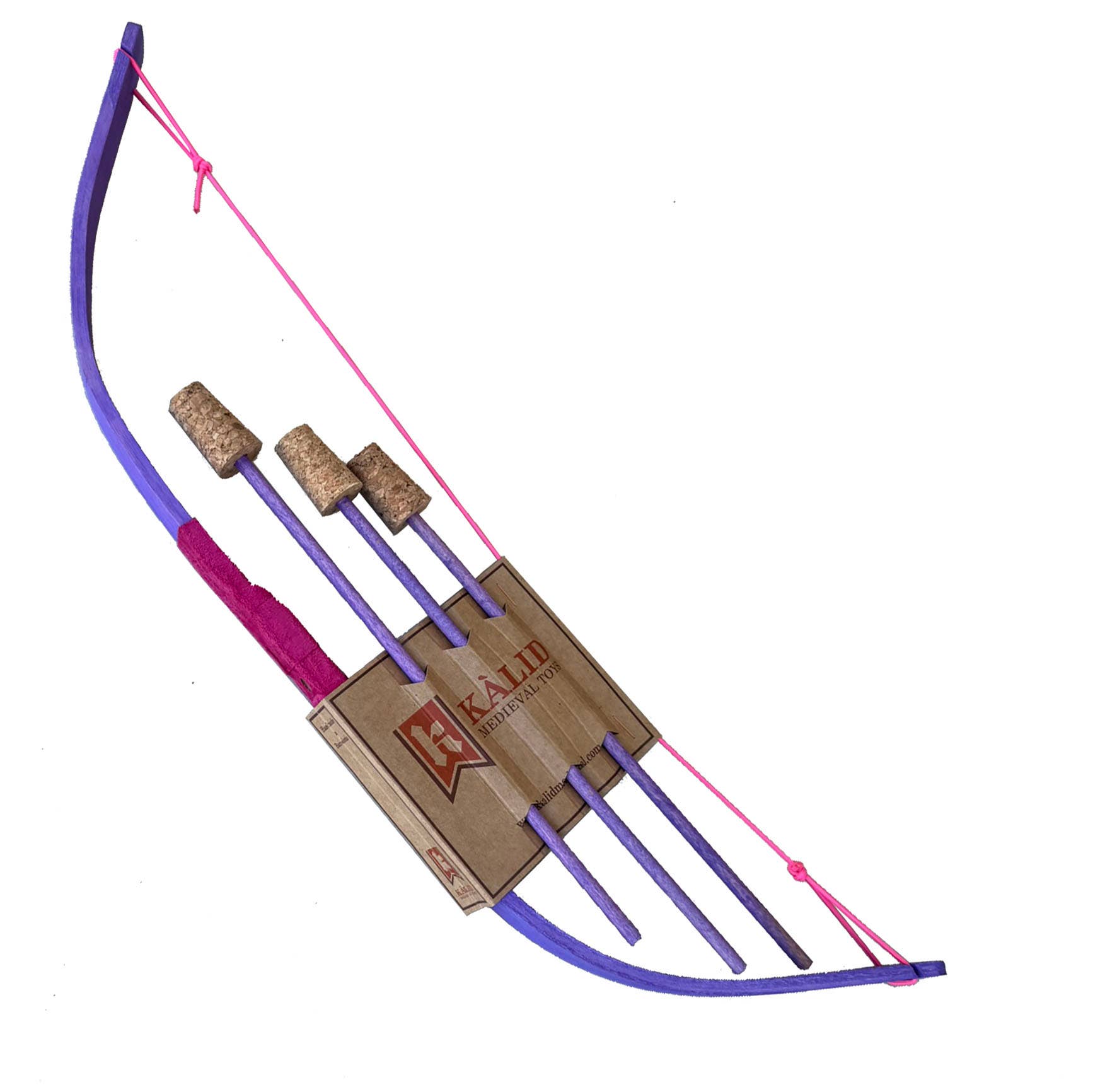 KALID MEDIEVAL – Brinquedo de madeira - Crianças por atacado – Arco Mini Kamelot Flexível com 3 Flechas - ST513F3