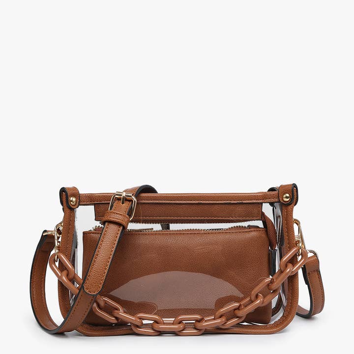 Jen & Co. - Wholesale Crossbody Bag - Women's - M2226CR Jessica Clear Crossbody w/ Chain