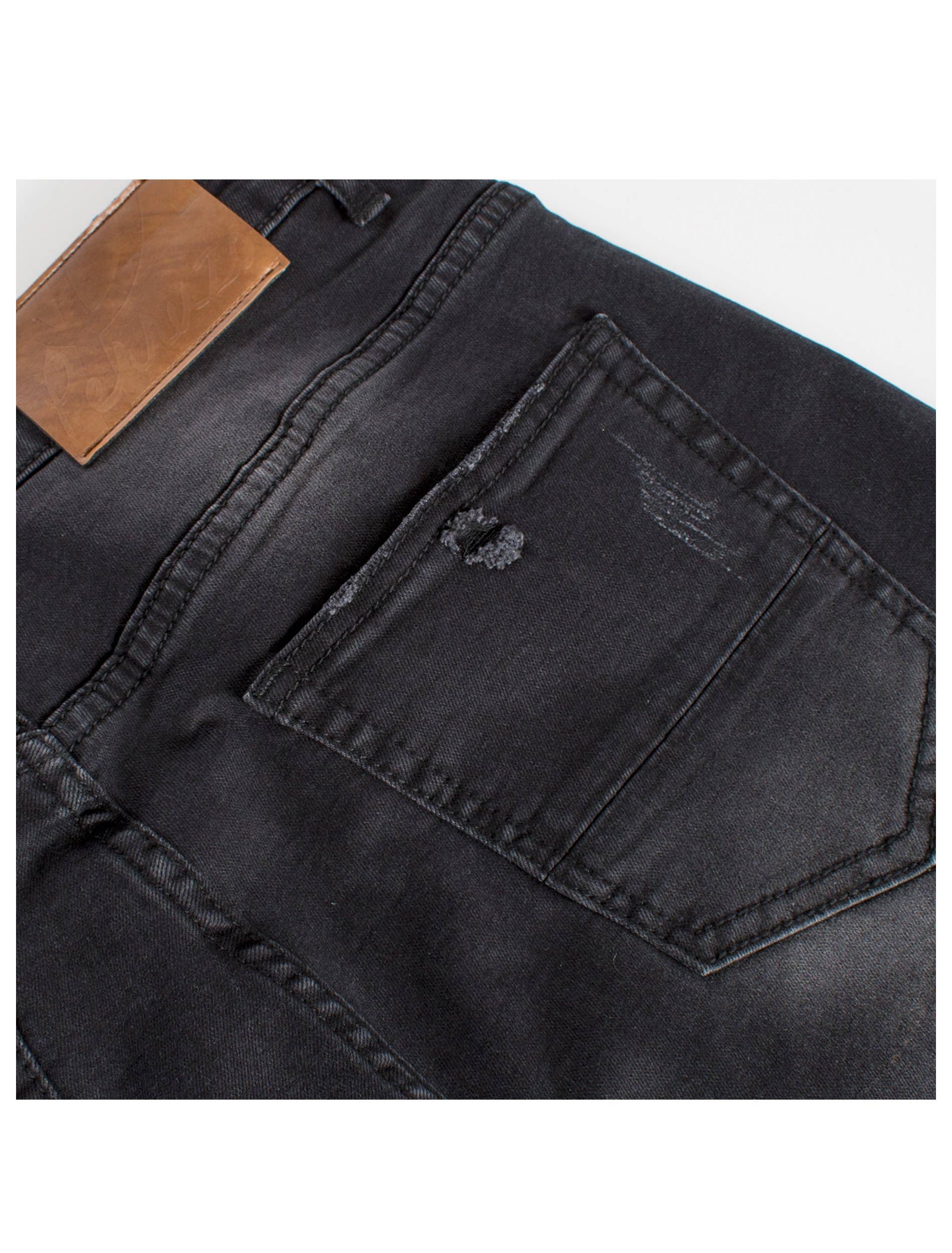 Perruzo - Wholesale Jeans - Men's - Black Skinny Jean with Python Patch (7571)4