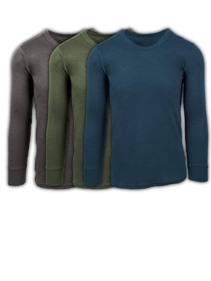 I-Wear Brands - Wholesale T-Shirt - Men's - 3 Pack Men's 100% Cotton Thermal Underwear Crew Neck Tops1