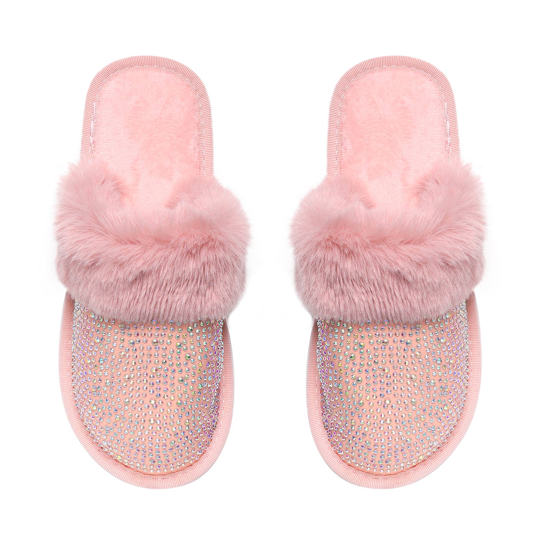 Natalie Mills - Wholesale Slippers - Women's - Lora Closed Toe Rhinestone Faux Fur Slippers8