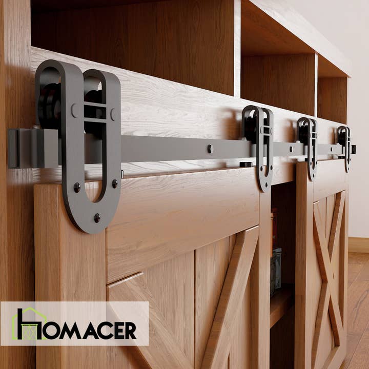 Homacer INC - Wholesale Knob/Pull - Mini Non-Bypass Sliding Barn Door Hardware Kit - Horseshoe5