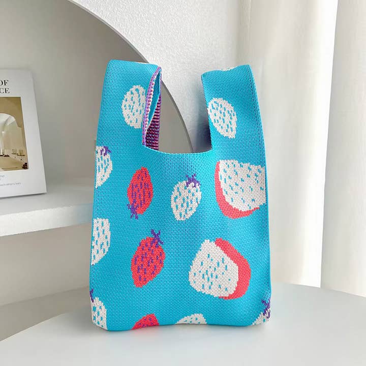ACCITY - Wholesale Tote Bag - Women's - VERSATILE CUTE STRAWBERRY KNITTED HANDBAG_CWAB3226