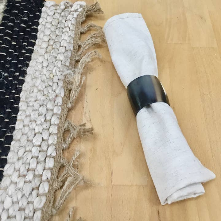 India Handicrafts Inc - Wholesale Napkin ring - 3-Piece Round Horn Napkin Rings2