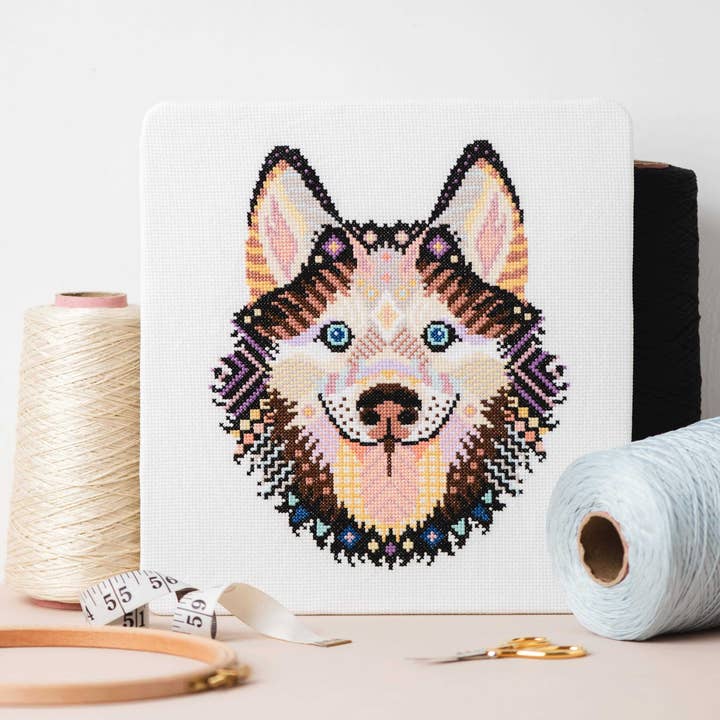 Meloca Designs - Wholesale Embroidery/Cross Stitch Supplies - Mandala Husky Cross Stitch Chart