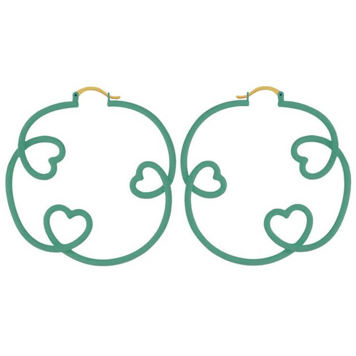 Heart de Hoop Earrings - Green for wholesale by QuayL Designs