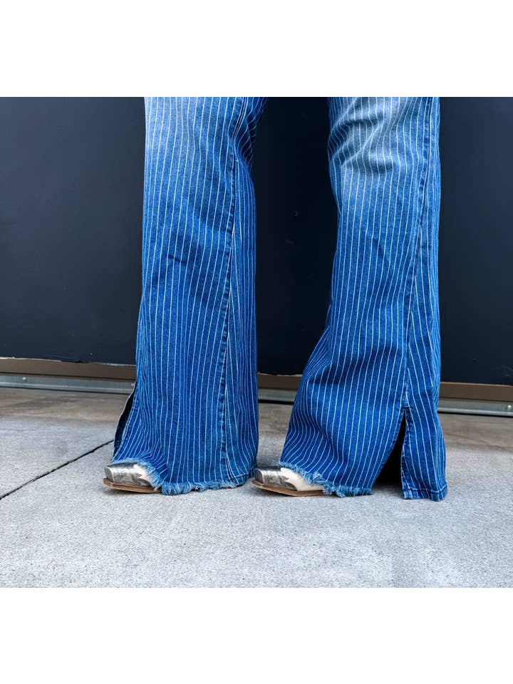 BLAKELEY - Vente Jean – femme - JEANS À RAYURES FINS2