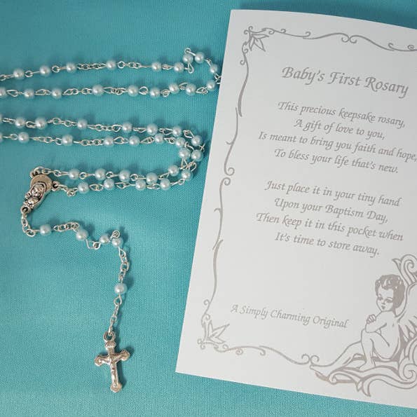 Blue Rosary With Baby's First Rosary Poem for wholesale by Simply Charming