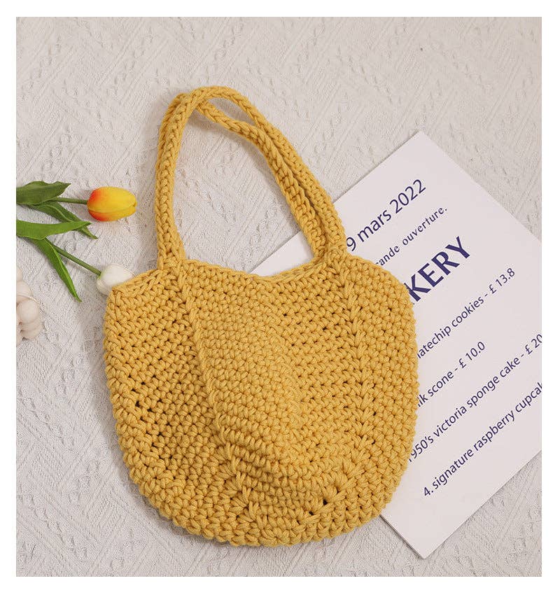 Dipped Shop - Wholesale Beach Bag - Solid Color Simple Woven Knit Handbag DPB17238