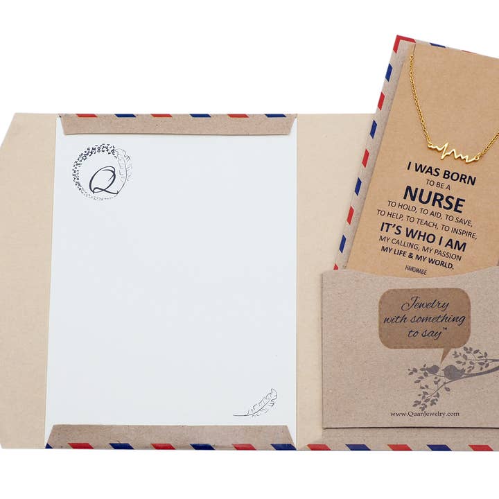 Quan Jewelry - Vendita all'ingrosso Collana con ciondolo/pendaglio - Collana con cardiogramma Macaria, regalo per infermiera29