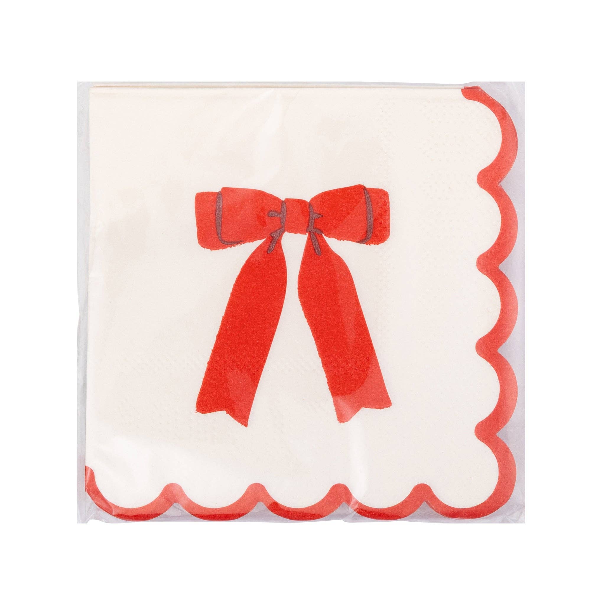 My Mind’s Eye - Wholesale Disposable Napkin - PLNP1719 - Red Bow Scallop Cocktail Napkin2