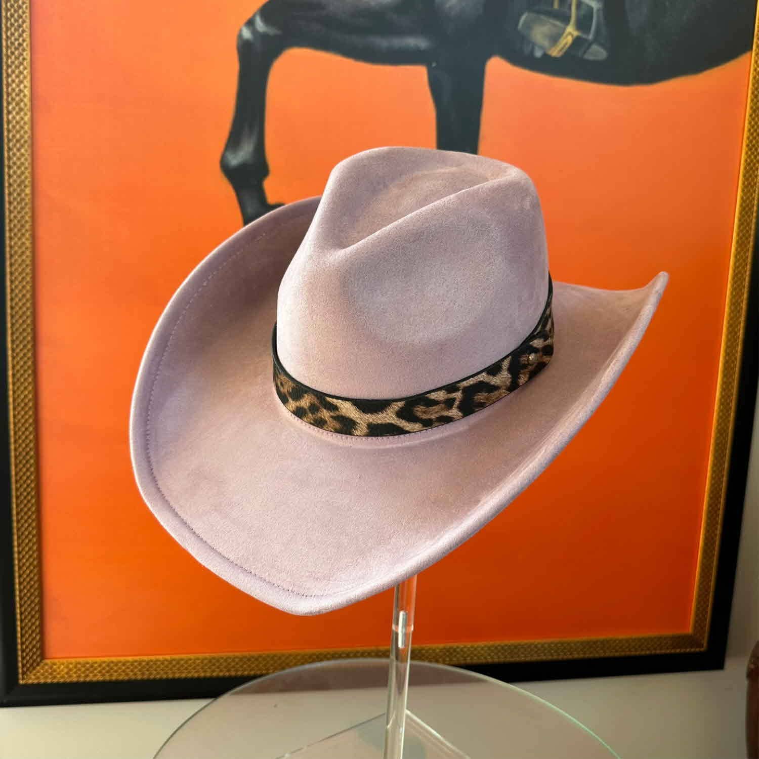 Bella Betty - Wholesale Cowboy Hat - Women's - Fashion Vegan Suede Cowboy hat  W/ Leopard Belt 13