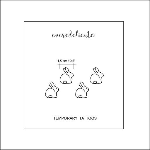 encredelicate - Vendita all'ingrosso Tatuaggi temporanei - tatuaggio temporaneo a forma di coniglio (set di 4 conigli)