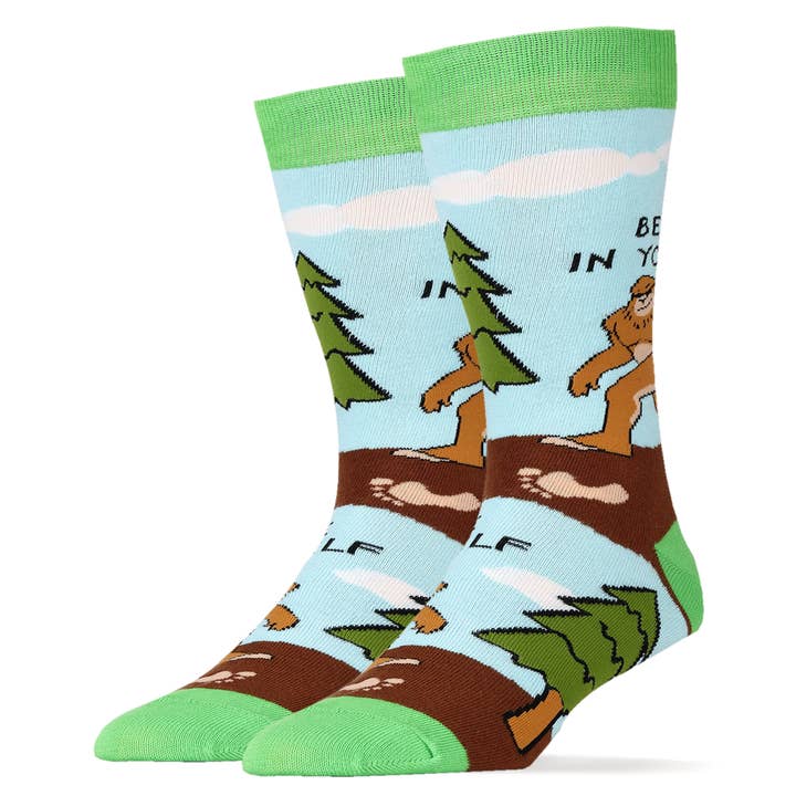 Believe | Chaussettes Funny Bigfoot Novelty Crew pour hommes pour la vente par Oooh Yeah/Sock It Up/Oooh Geez Slippers
