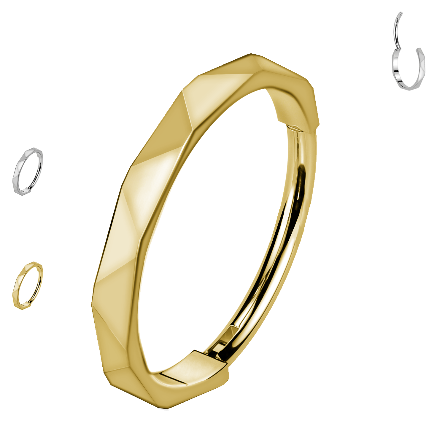 Awaken - Wholesale Band/Stacked Ring - PB-062 Faceted Circle Clicker Piercing3