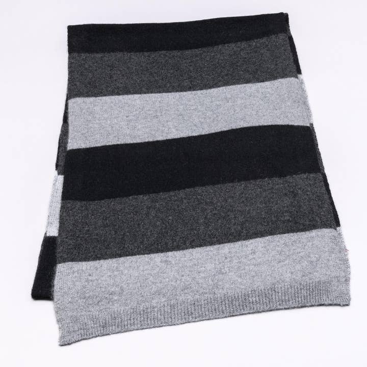 EARNT YOUR Stripes Cachecol 100% Pure Cashmere Tonal Trio Stripe, Metal Prensado Cinza por atacado de love Kate