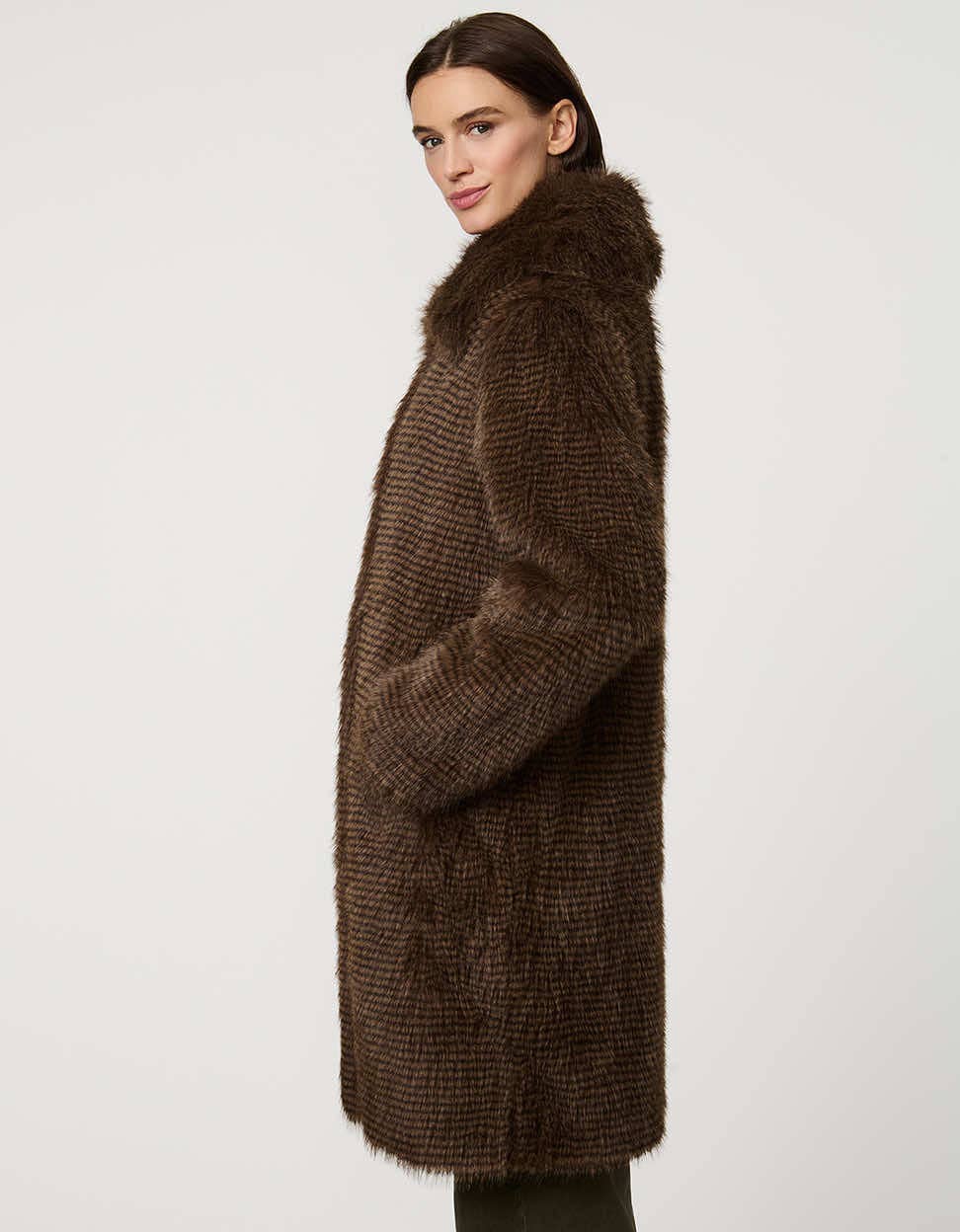 Brown Mix Whitman Faux Fur Coat for wholesale on Faire2