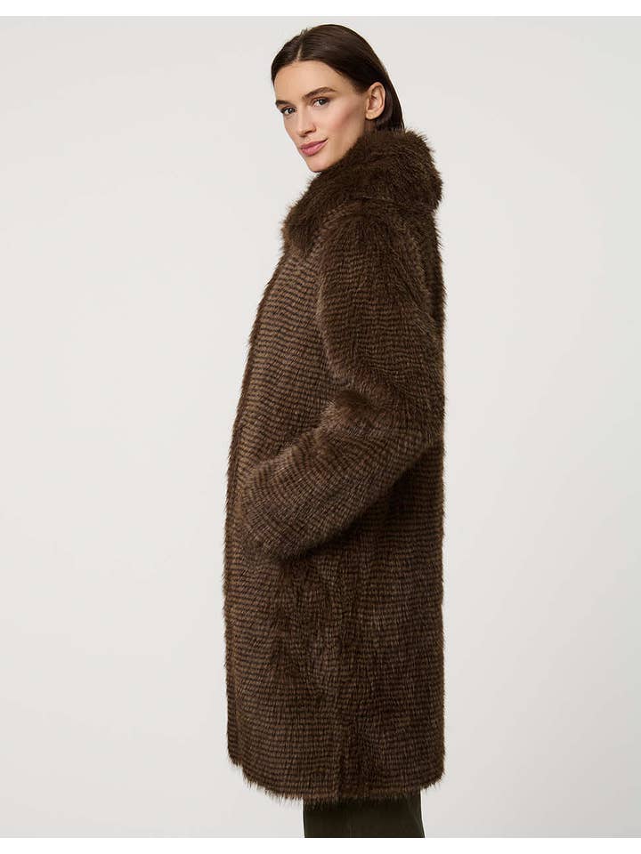 Brown Mix Whitman Faux Fur Coat for wholesale on Faire2