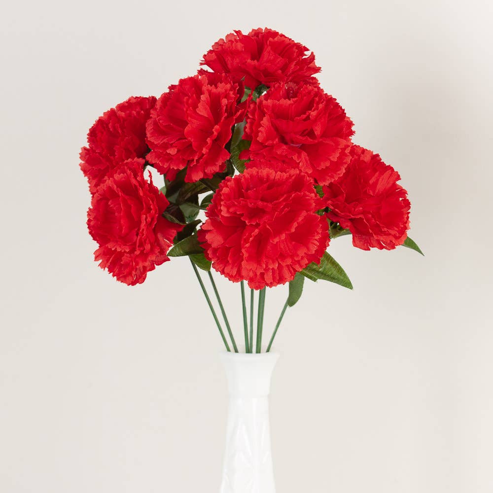 Factory Direct Craft – wholesale Artificial flowers – Artificial Red Carnation Silk Flower Bush1