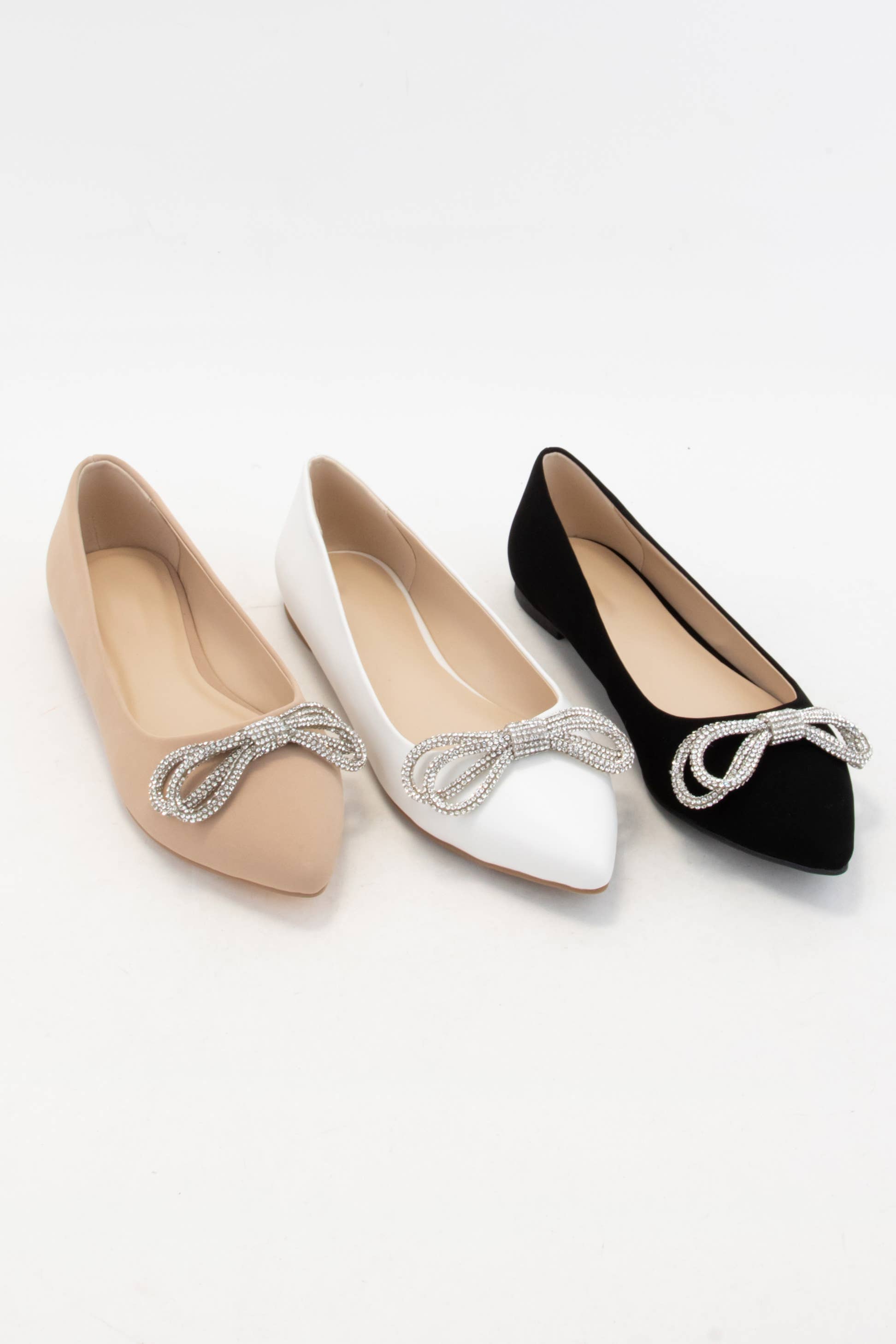 CCOCCI - Vente Ballerines – femme - CHAUSSURES PLATES À BOUT POINTU AVEC NŒUD ÉBLOUISSANT EN STRASS BONBON1