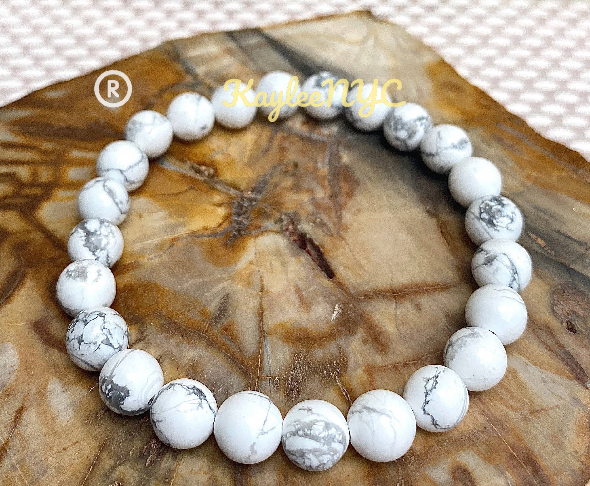 KayleeNYC - Wholesale Beaded Bracelet - Natural Howlite 8mm 7.5” Crystal Stretch Bracelet2