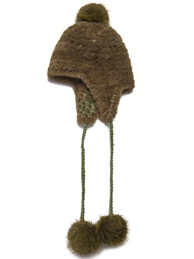 Olive Knit Trapper Hat for wholesale by Jocelyn