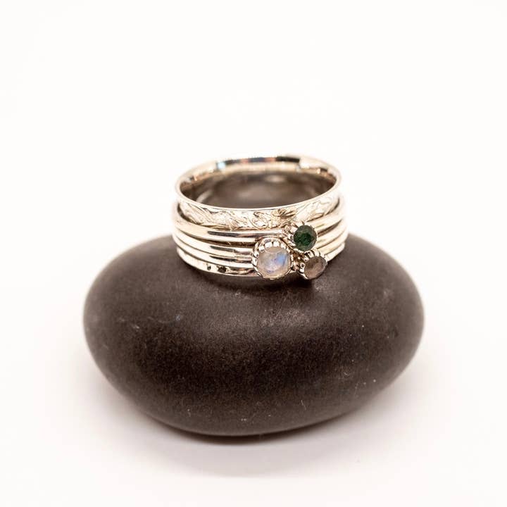 Baizaar - Wholesale Multi-Stone Ring - Sterling Silver Triple Stone Spinner Ring2