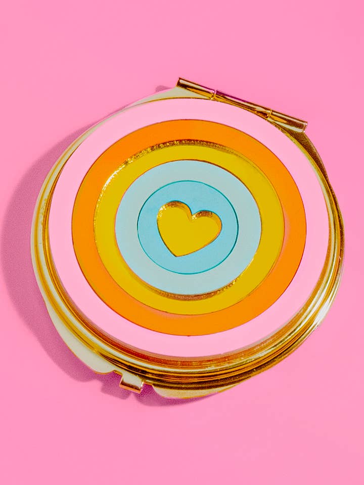 Compact Mirror - Rainbow Heart for wholesale by The Design Demon