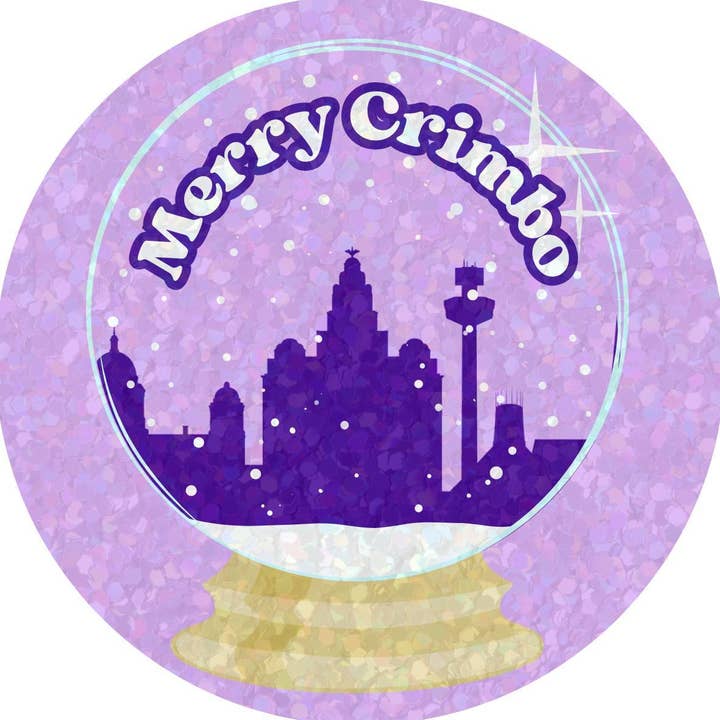 Merry Crimbo Holographic Waterproof Sticker for wholesale by Scouse Bird Shop