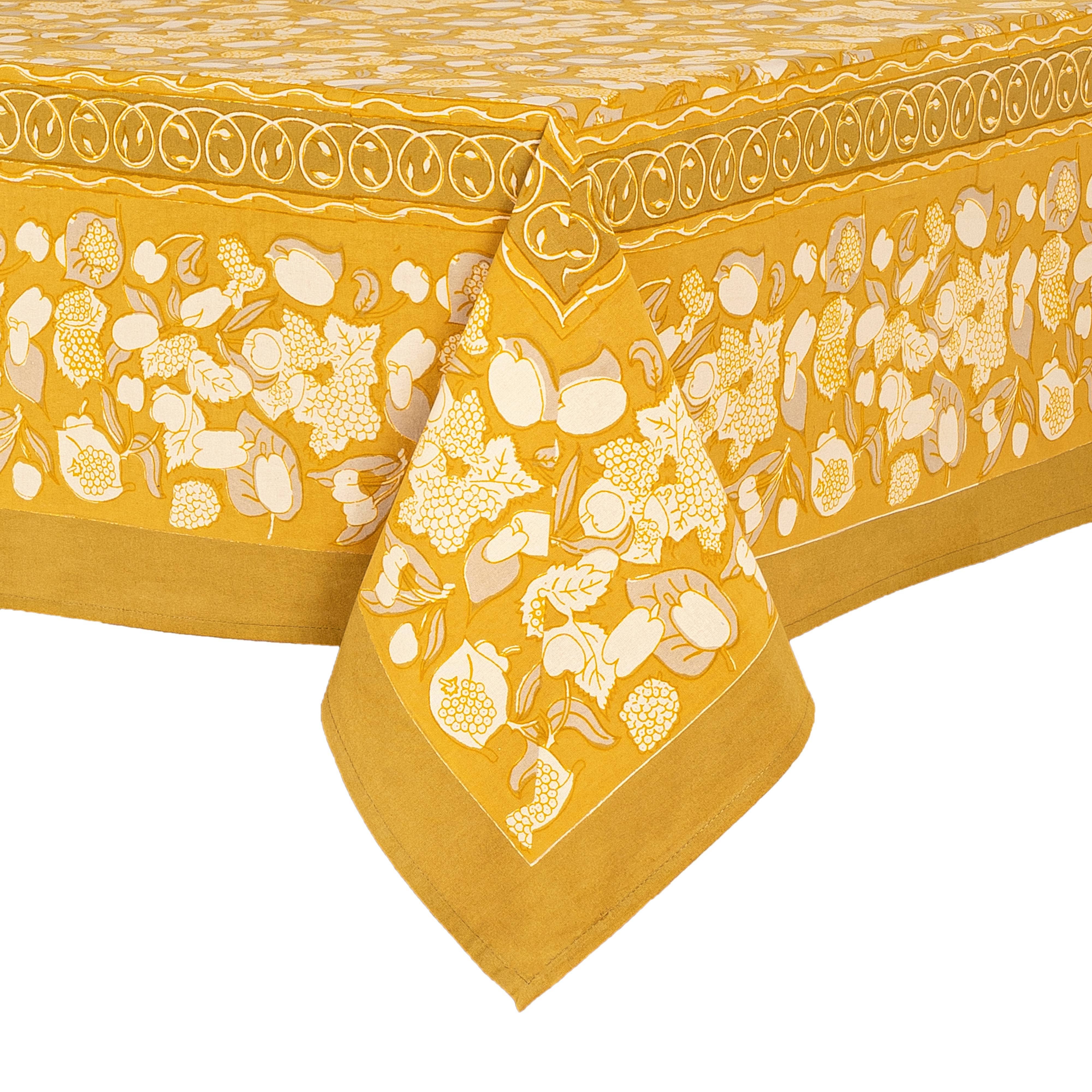 Couleur Nature - Wholesale Tablecloth - Forest Harvest Grey & Mustard | French Tablecloths11