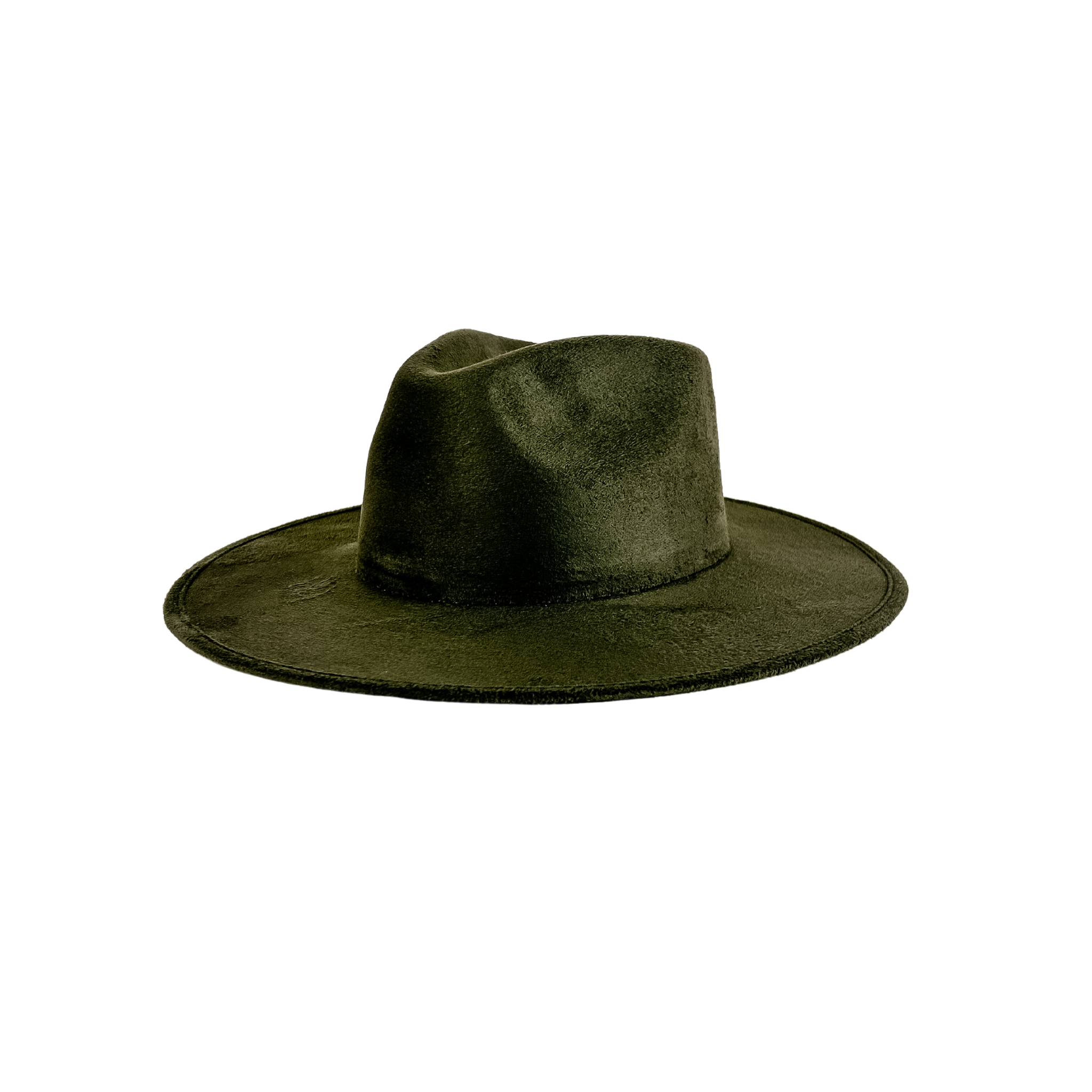 Wilder and Soul Wholesale Hats - Wholesale Fedora - Women's - Vegan Suede Rancher Hat - Olive Green2