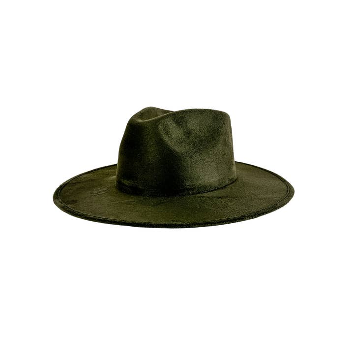 Wilder and Soul Wholesale Hats - Wholesale Fedora - Women's - Vegan Suede Rancher Hat - Olive Green2