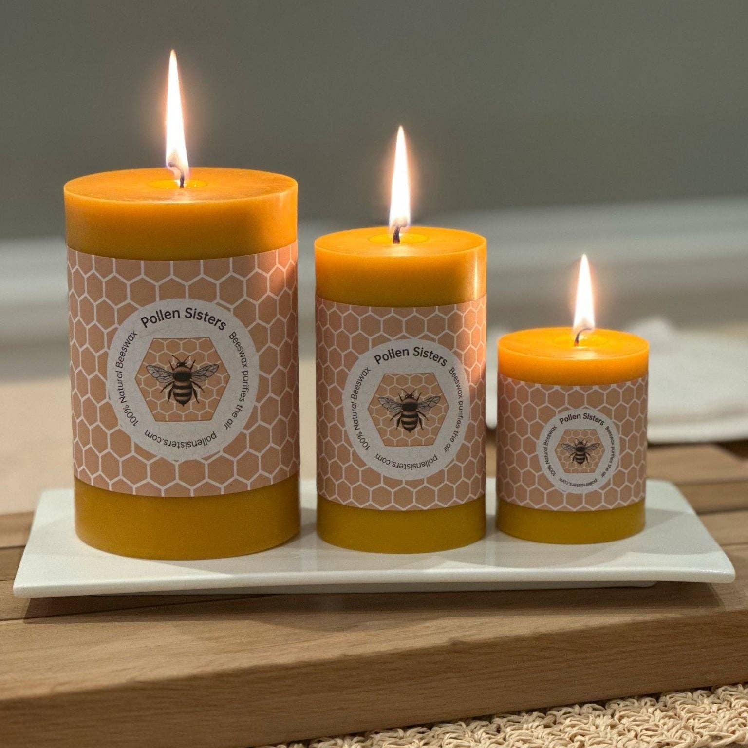 Pollen Sisters - Wholesale Pillar Candle - Candle - Mini Hum - Small Pillar – 100% Pure Beeswax0
