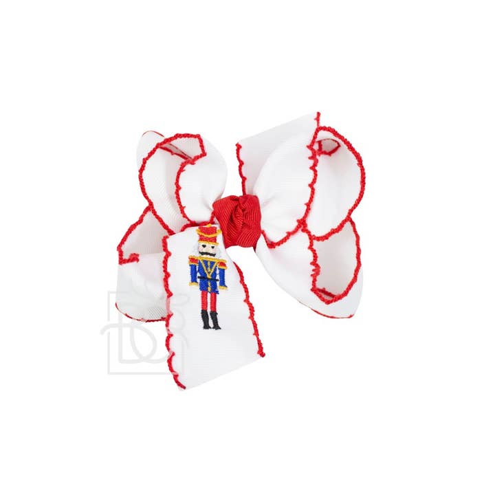 Beyond Creations, LLC - Wholesale Hair Bow - Kids - Embroidered Classic Nutcracker Crochet Edge Bow on Clip
