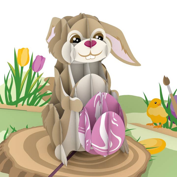 Easter Bunny with Egg 5''x7'' Card, Pop-Up Cards (-30%) for wholesale by Lovepop Cards