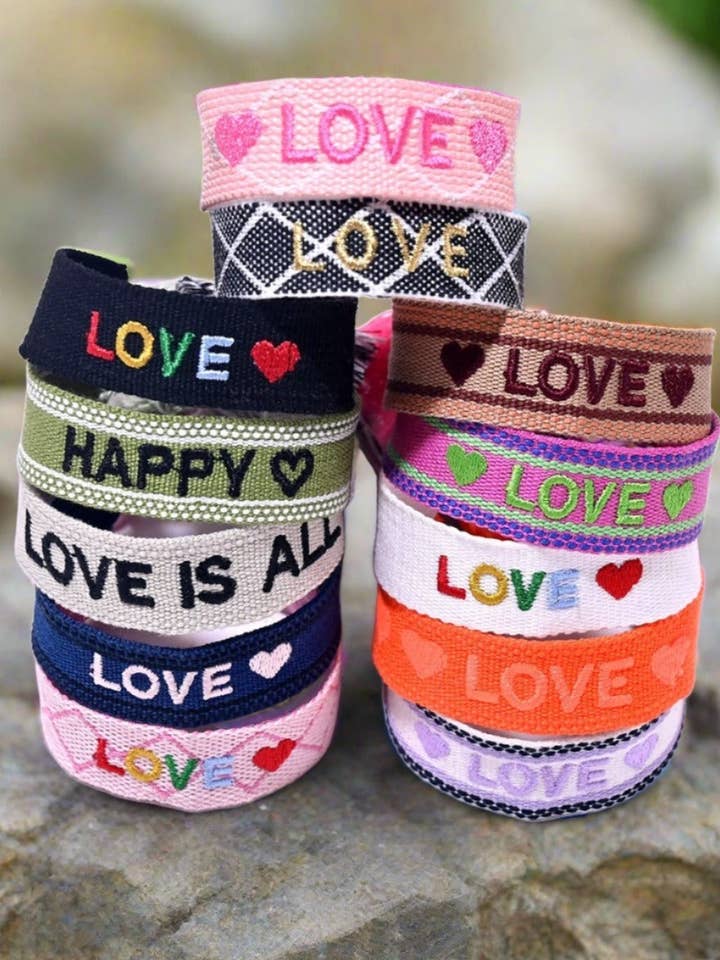 Bohemian Handmade Embroidery LOVE Letter Bracelet for wholesale by RabenBeads