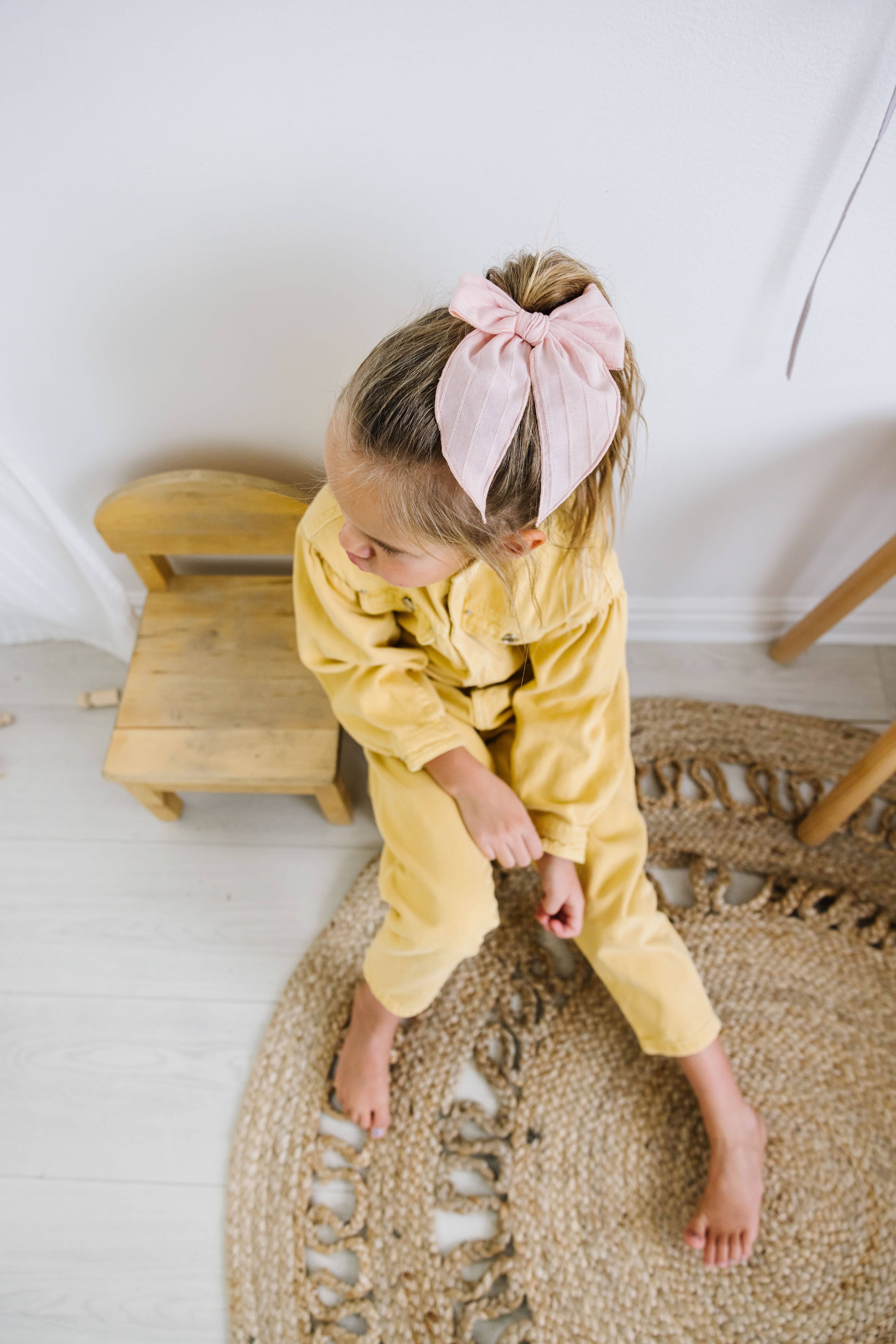 Little Poppy Co - Wholesale Hair Bow - Kids - Embroidered Stripe Claire Bow, Rose Pink7