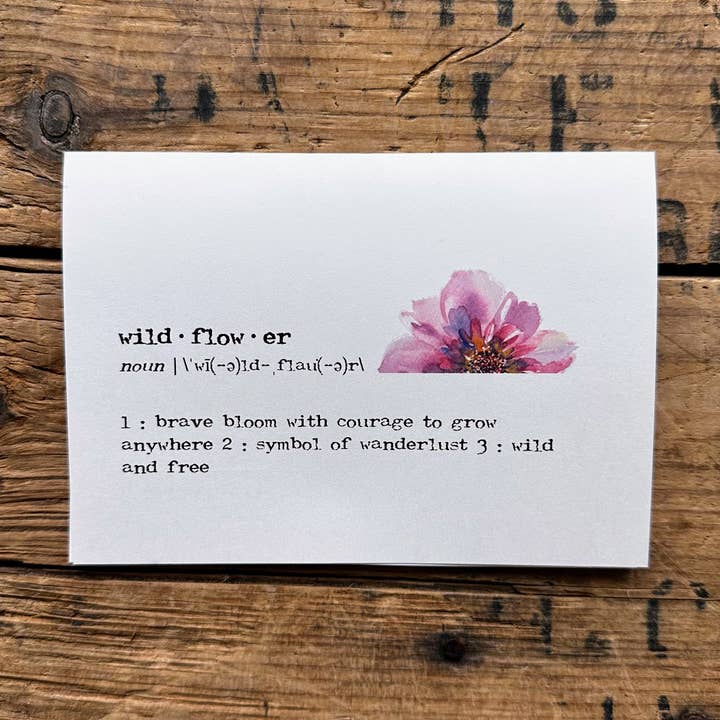 wildflower definitionskort med kuvert och klistermärke för wholesale av Alison Rose Vintage