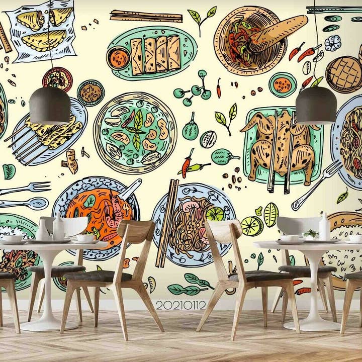 Jess Art Decoration - Wholesale Wallpaper - 3D Stir-fry Kebabs Pigeon Rice Wall Mural Wallpaper YXL 10833