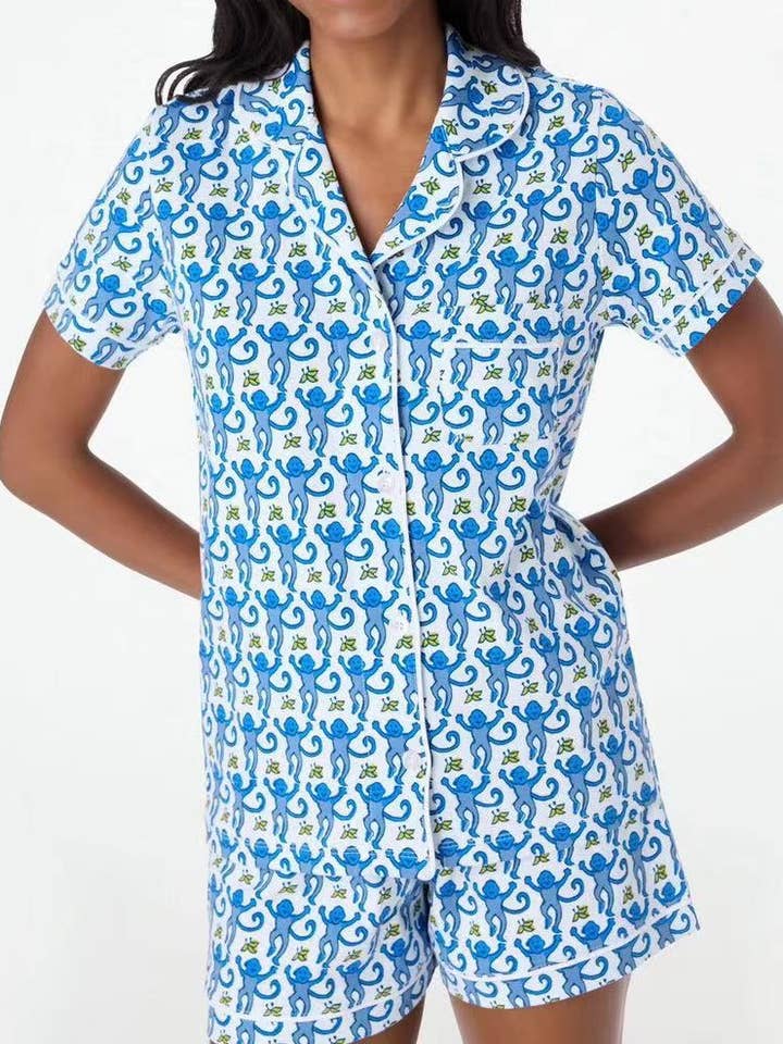 Rosa Clothing - Wholesale Lounge Set - Women's - Comfy Tiger Print Short Sleeve Pajama Set6