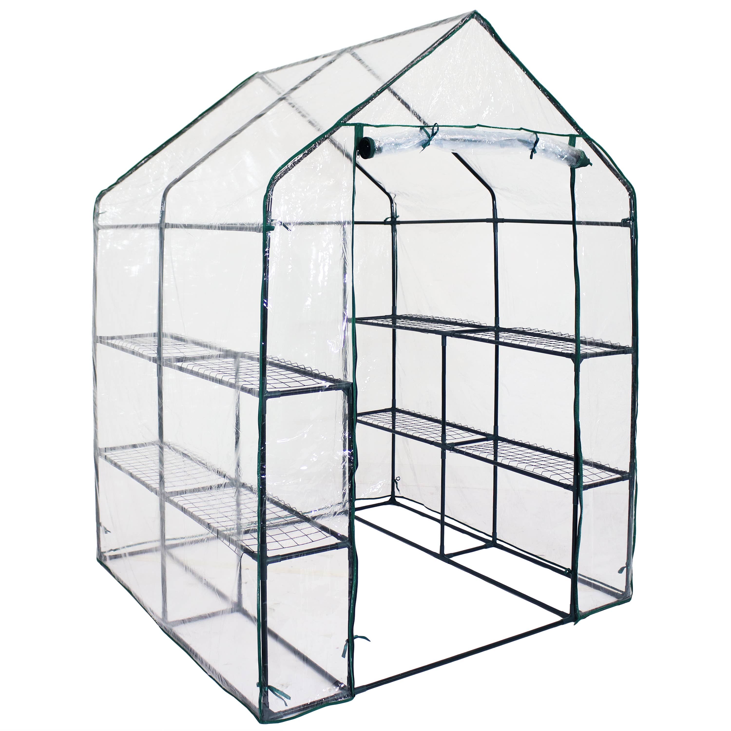 Sunnydaze Decor - Wholesale Planting Net/Cover - Grandeur Walk-In Greenhouse with 4 Shelves - Clear1