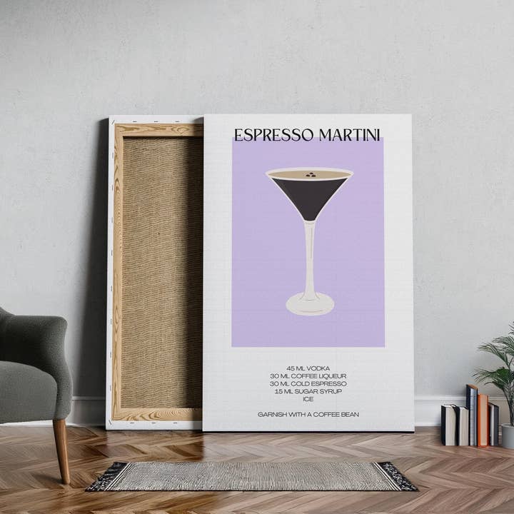 House Prints - Wholesale Art print - Chic Espresso Martini Recipe - Framed Canvas Wall Art Print5