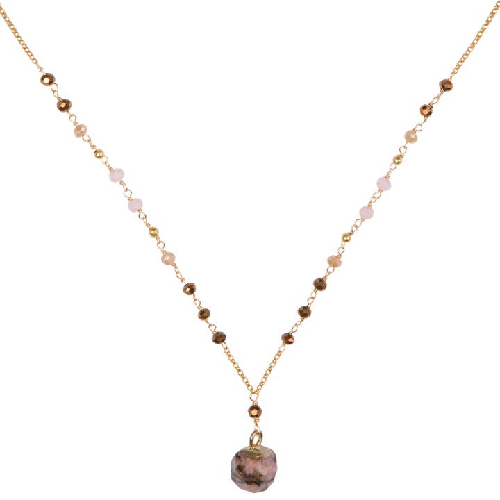 Marquet - Wholesale Pendant/Charm Necklace - Nicki Geometric Pendant Necklace with Feature Stone