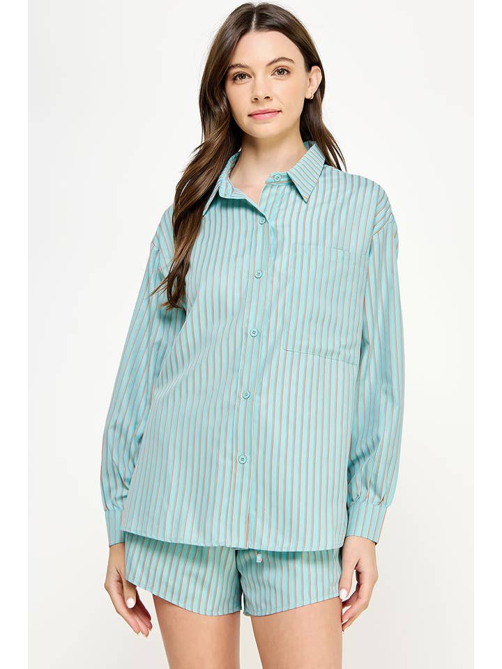 Strut & Bolt - Venta al por mayor Camisa con botones - Mujer - Camisa extragrande de rayas1