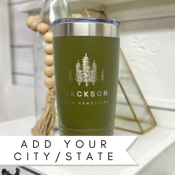 My Country Story - Wholesale Insulated Mug/Tumbler - Custom City & State Pine Tree Insulated Mug 20 oz